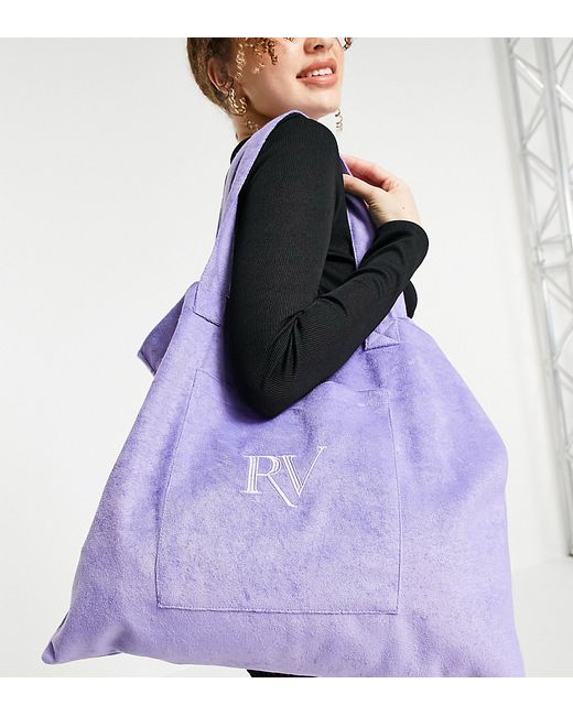 Reclaimed Vintage Inspired logo tote bag in lilac terrycloth-