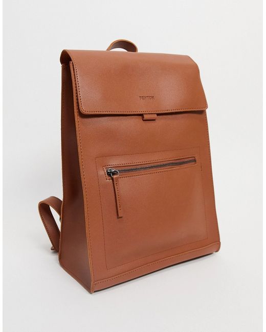 Fenton flap over leather look backpack-