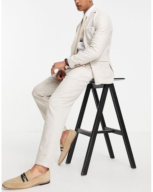 Selected Homme slim tapered linen blend suit pants in