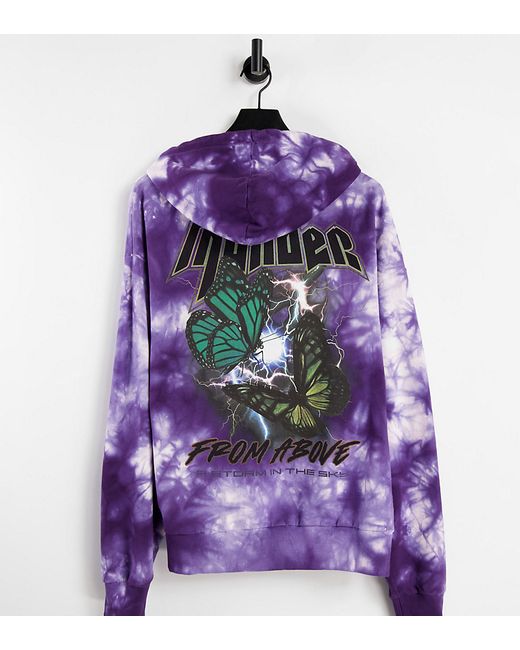 Collusion oversized hoodie with grunge butterfly print in tie dye