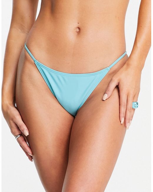 Pieces exclusive bikini bottom in turquoise-