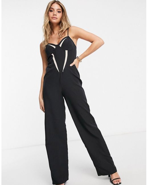 Missguided jumpsuit with mesh detail in