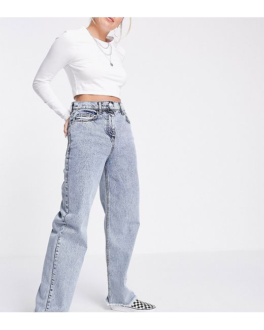 Reclaimed Vintage Inspired 90s dad jeans with raw hem in light wash
