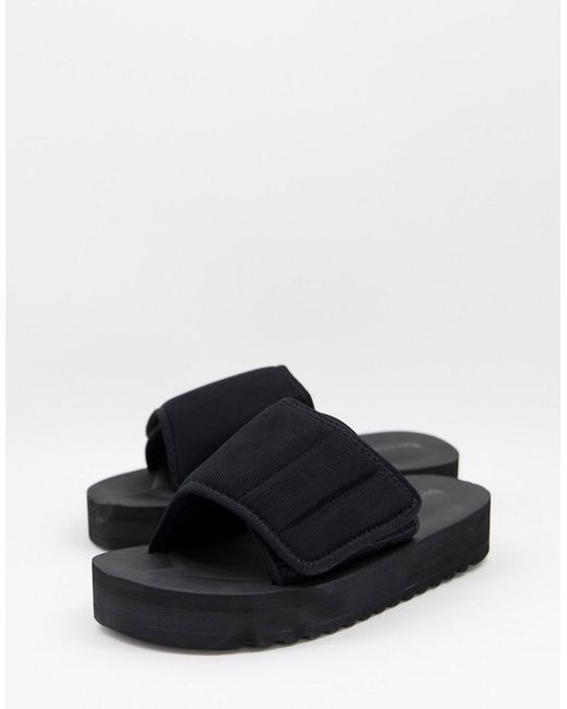 Bershka quilted velcro slides in