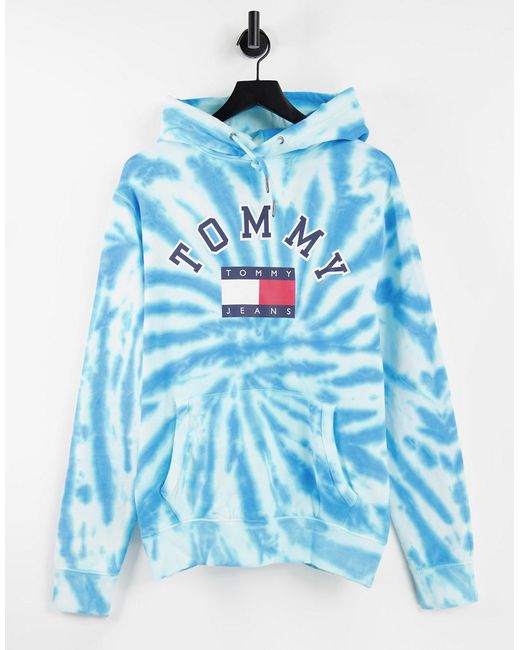 Tommy Jeans tie dye limted capsule central flag logo hoodie in