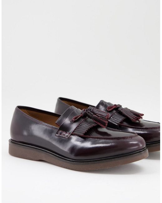 H By Hudson calne high shine loafers in burgundy leather-