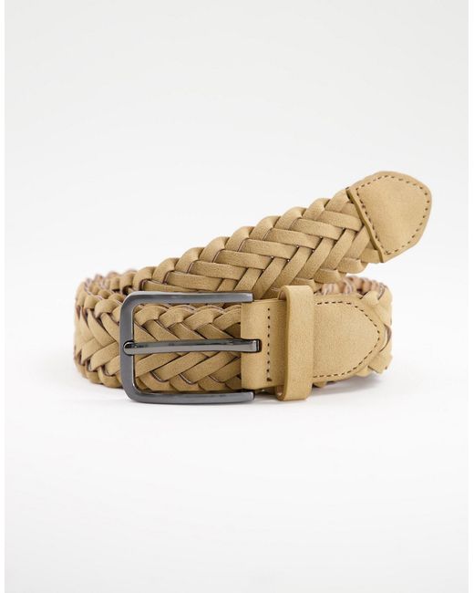New Look braided weave belt in stone-