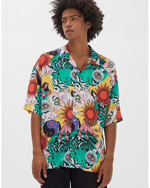 Pull & Bear printed shirt with sun and eyes-