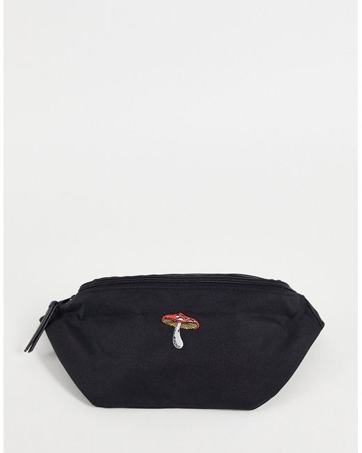 Asos Design cross body fanny pack in nylon with mushroom embroidery
