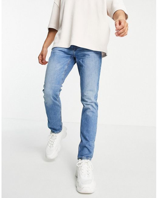 Pull & Bear Slim Jeans in Mid Wash