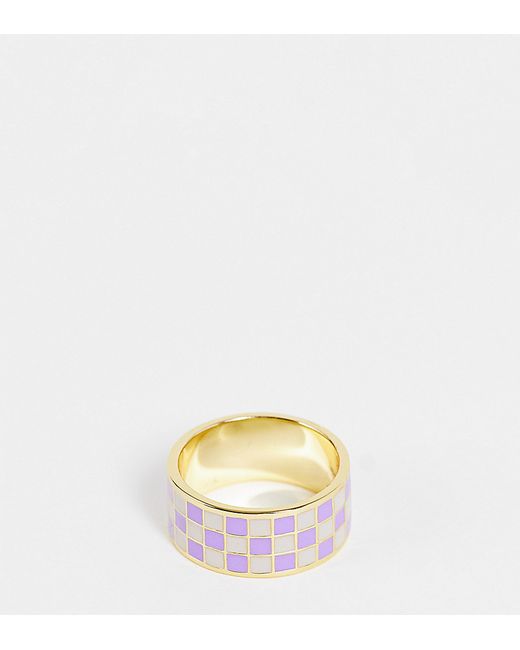 Serge DeNimes mosaic 14kt gold plated sterling silver 925 enamel band ring in lilac-