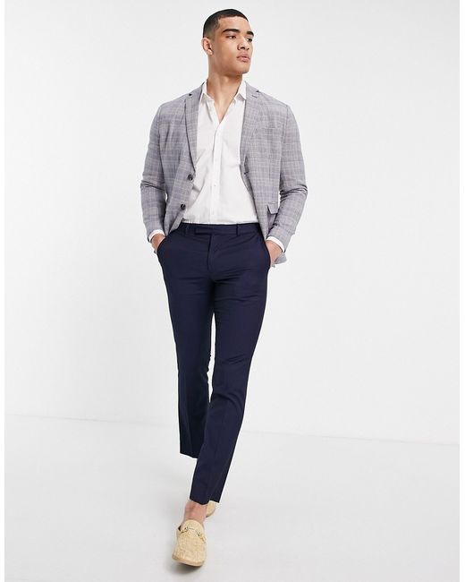 Selected Homme slim fit linen blend suit jacket in