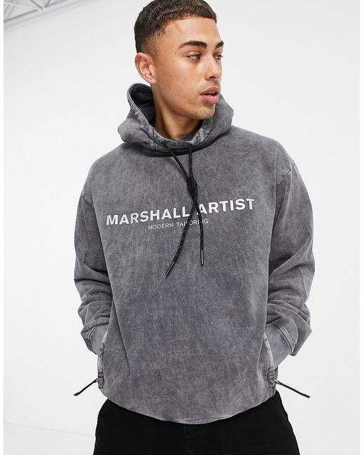Marshall Artist reflective logo oversize hoodie in acid wash