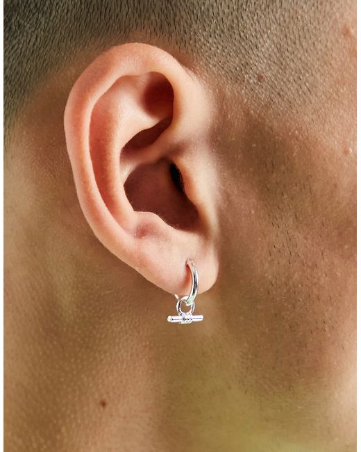 Wftw drop hoop earring with t-bar in