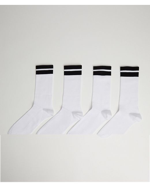 Bershka 4 pack socks with sports stripe in