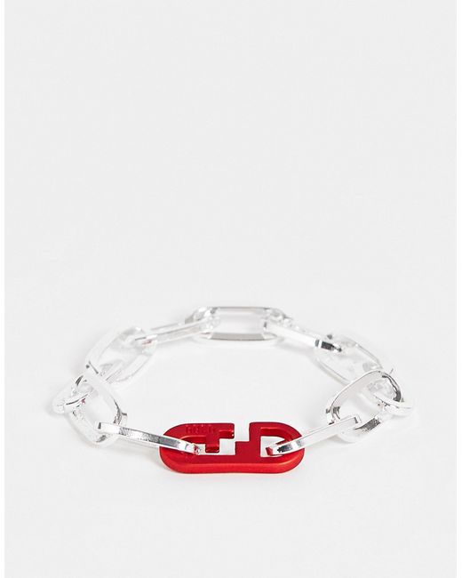 Wftw red clasp chain bracelet in