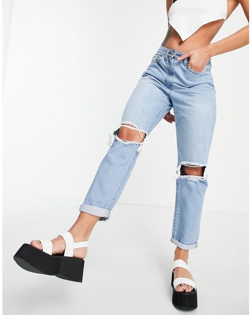 Parisian ripped mom jeans in light