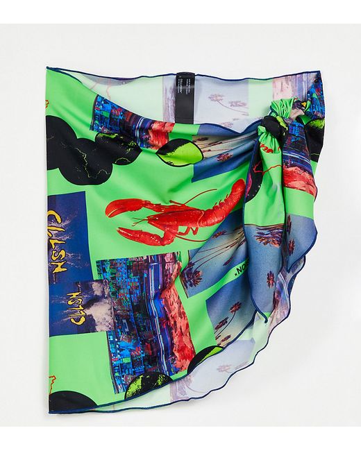 Collusion Plus recycled sarong in neon photographic print-