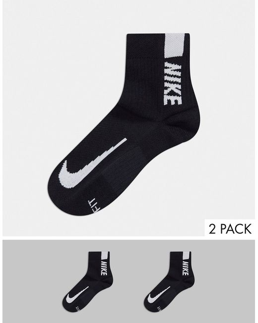 Nike Running Multiplier 2 pack ankle socks in