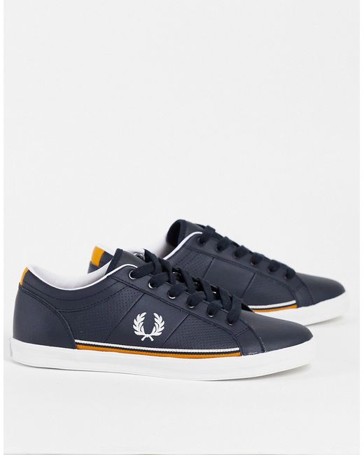 Fred Perry Baseline perf leather sneakers with tipped sole in