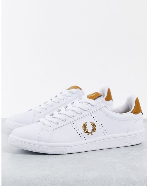 Fred Perry B721 leather gold logo sneakers in