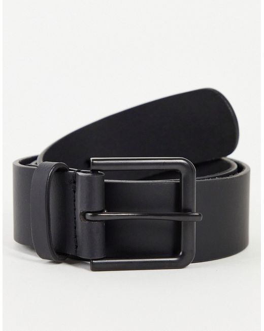 Asos Design leather wide belt in with matte buckle