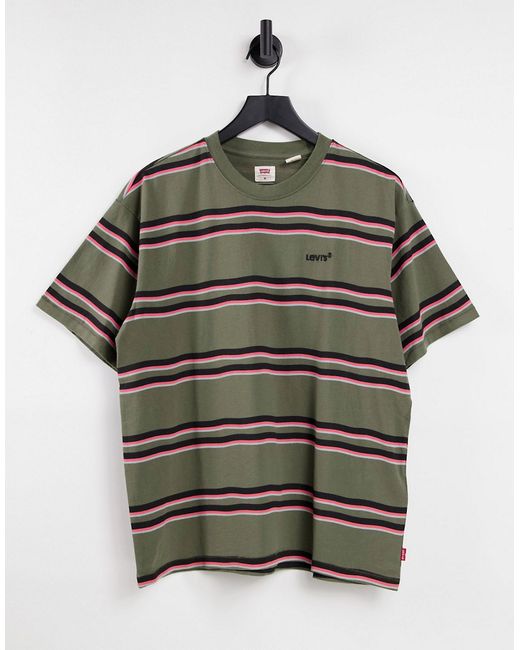 Levi's red tab vintage t-shirt in green stripe-