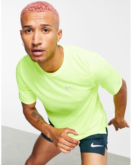 Nike Running Dri-FIT Miler t-shirt in volt-