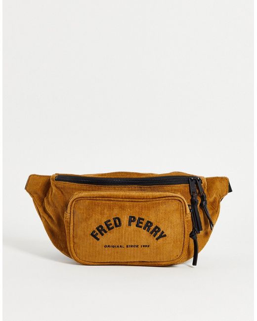 Fred Perry corduroy fanny pack in tan-