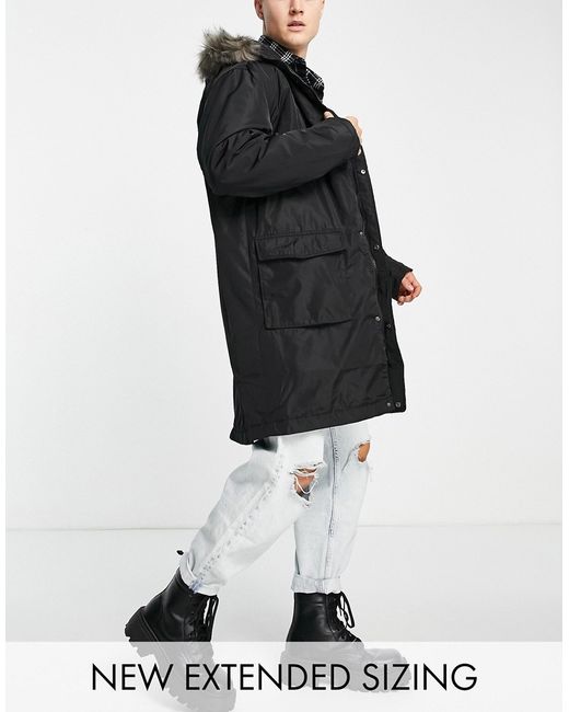 Asos Design parka jacket in with fur trim hood