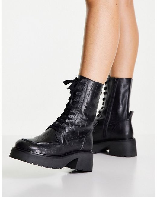 Asos Design AS0S DESIGN Aliance premium leather chunky lace up boots in