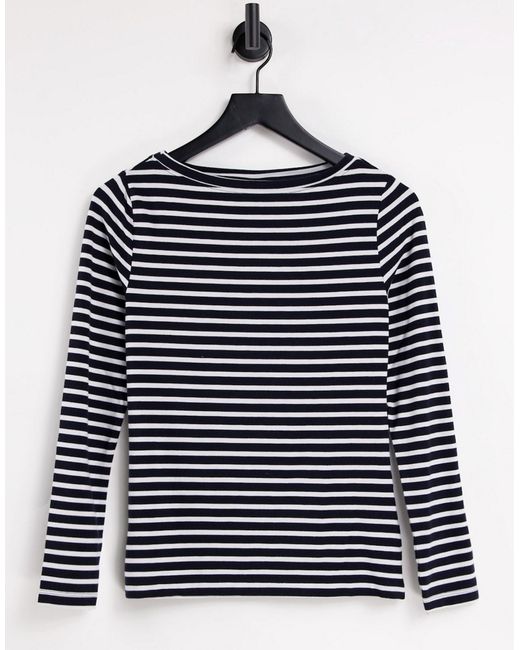 Asos Design long sleeve striped t-shirt in navy-