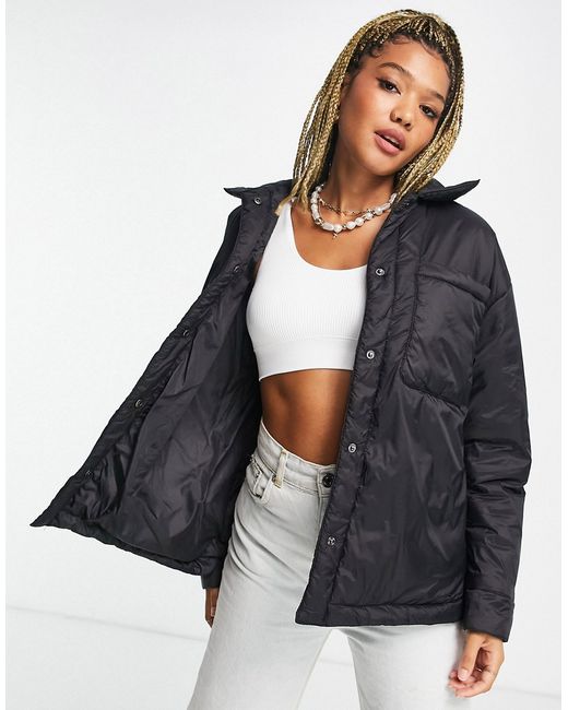 Pull & Bear oversized lightly padded nylon jacket in