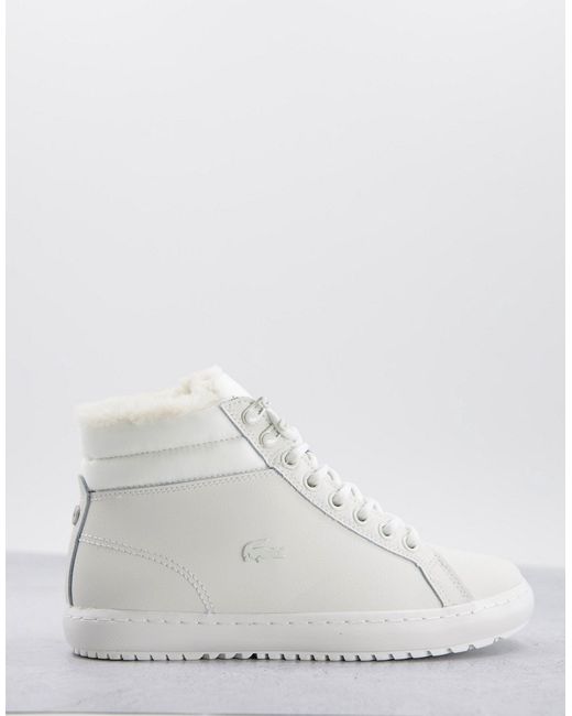 Lacoste straightset high top sneakers in off