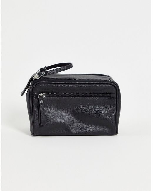 Asos Design leather toiletry bag in