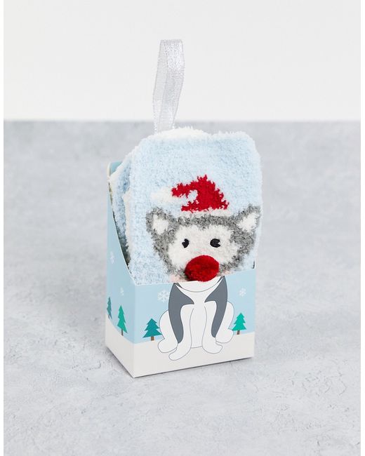 Loungeable husky cozy socks in christmas gift box-