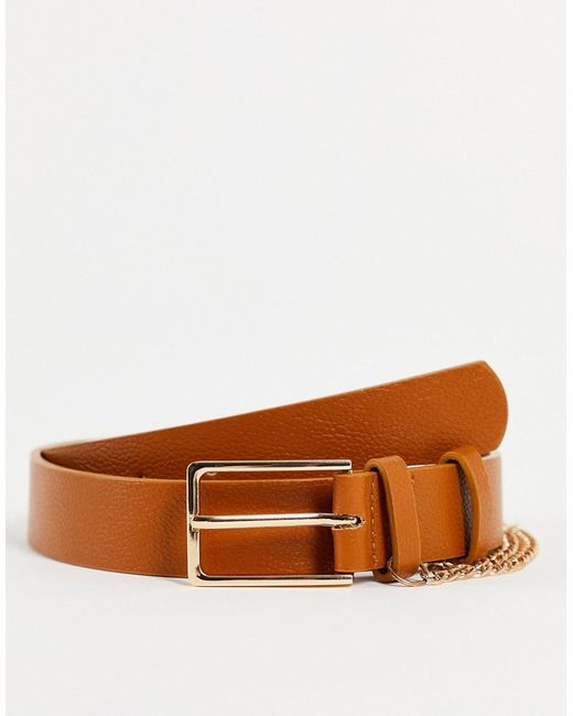 Svnx chain detail belt in tan-
