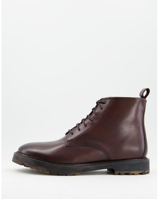 Walk London James camo sole lace-up boots in leather