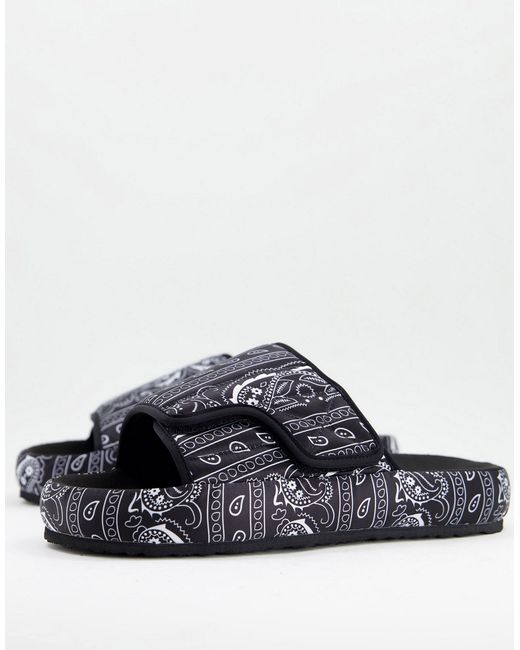 Asos Design chunky slippers in bandana print-