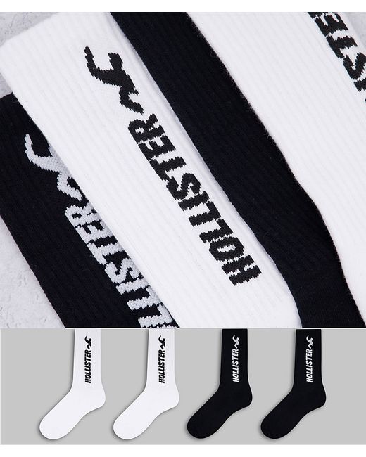 Hollister 3 pack logo sports socks in white