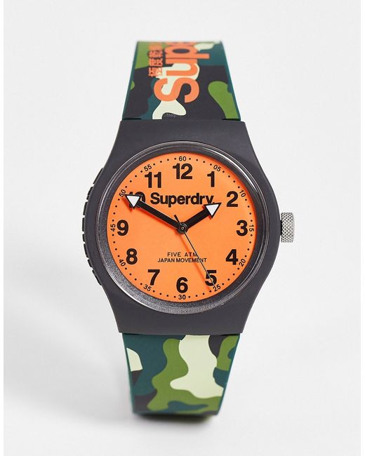 Superdry silicone strap watch in camo-