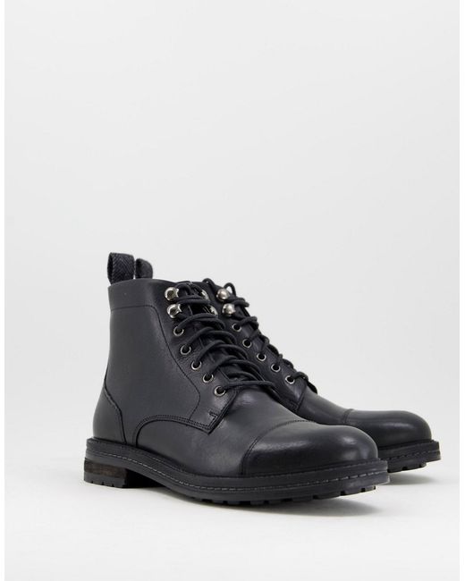 Walk London wolf toe cap boots in waxy leather