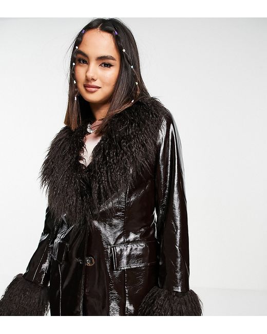 Collusion faux fur jacket in