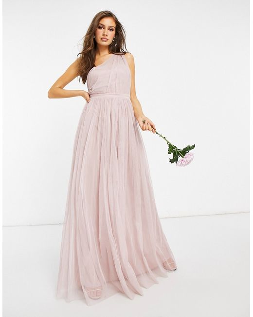 Anaya With Love Bridesmaid tulle one shoulder maxi dress in