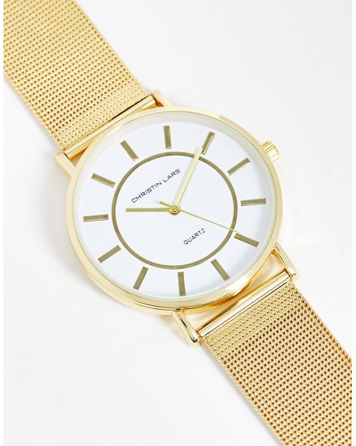 Christin Lars Christian Lars mesh strap watch with large face in