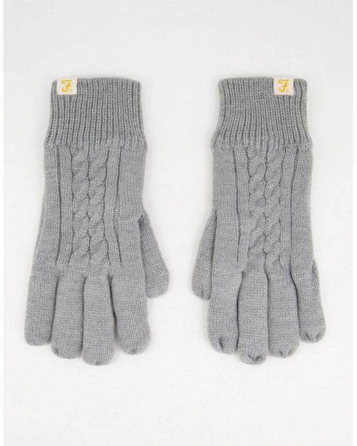 Farah logo cable knit gloves in