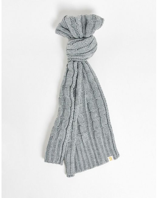 Farah logo cable knit scarf in