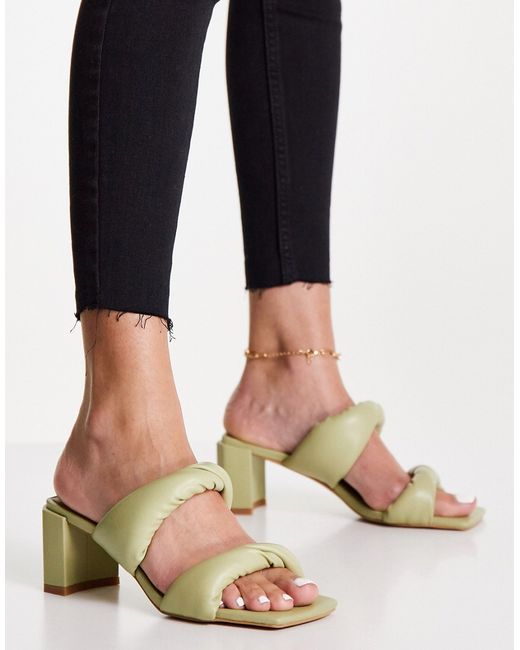 Na-Kd padded square toe heeled mules in pastel