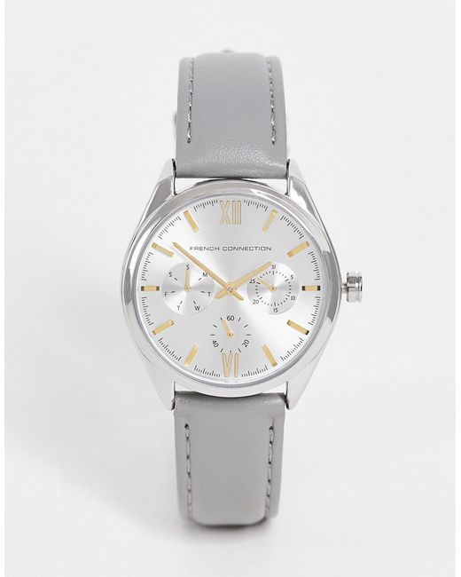 French Connection classic watch with leather strap in soft