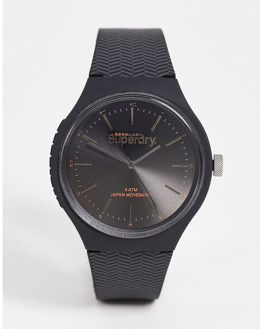 Superdry silicone strap watch in and stripe